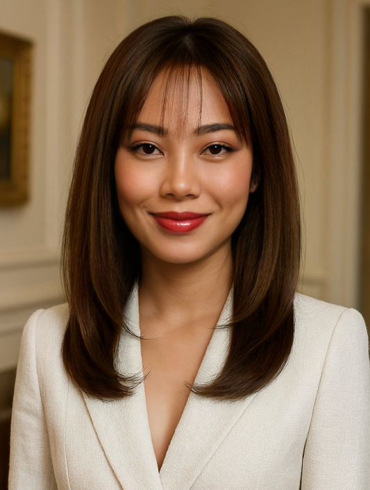 Ultra-Realistic Straight Human Hair Wig - 16 inches